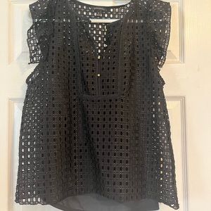 Banana Republic black flutter sleeve. Gold buttons.